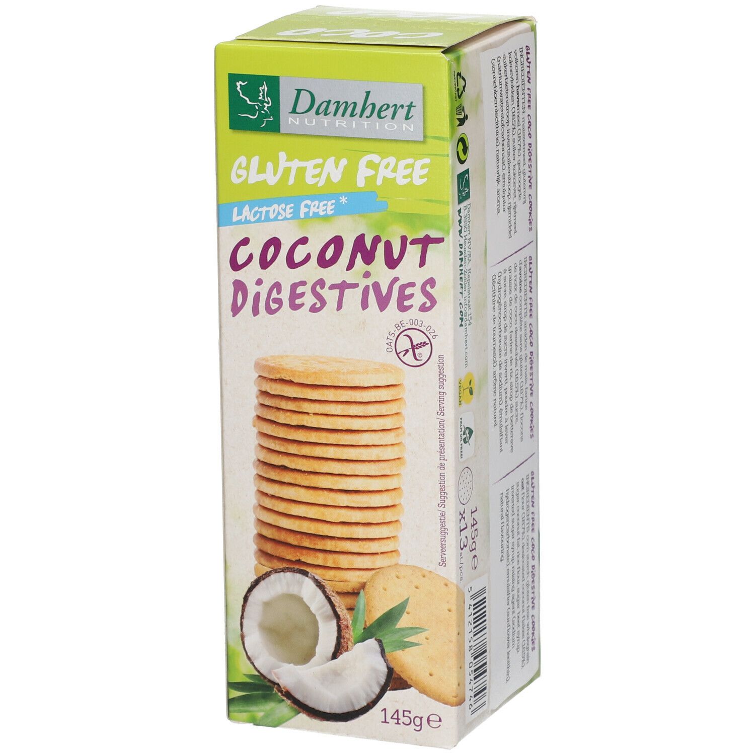 Damhert Gluten Free Coconut digestive cookies Lactose Free