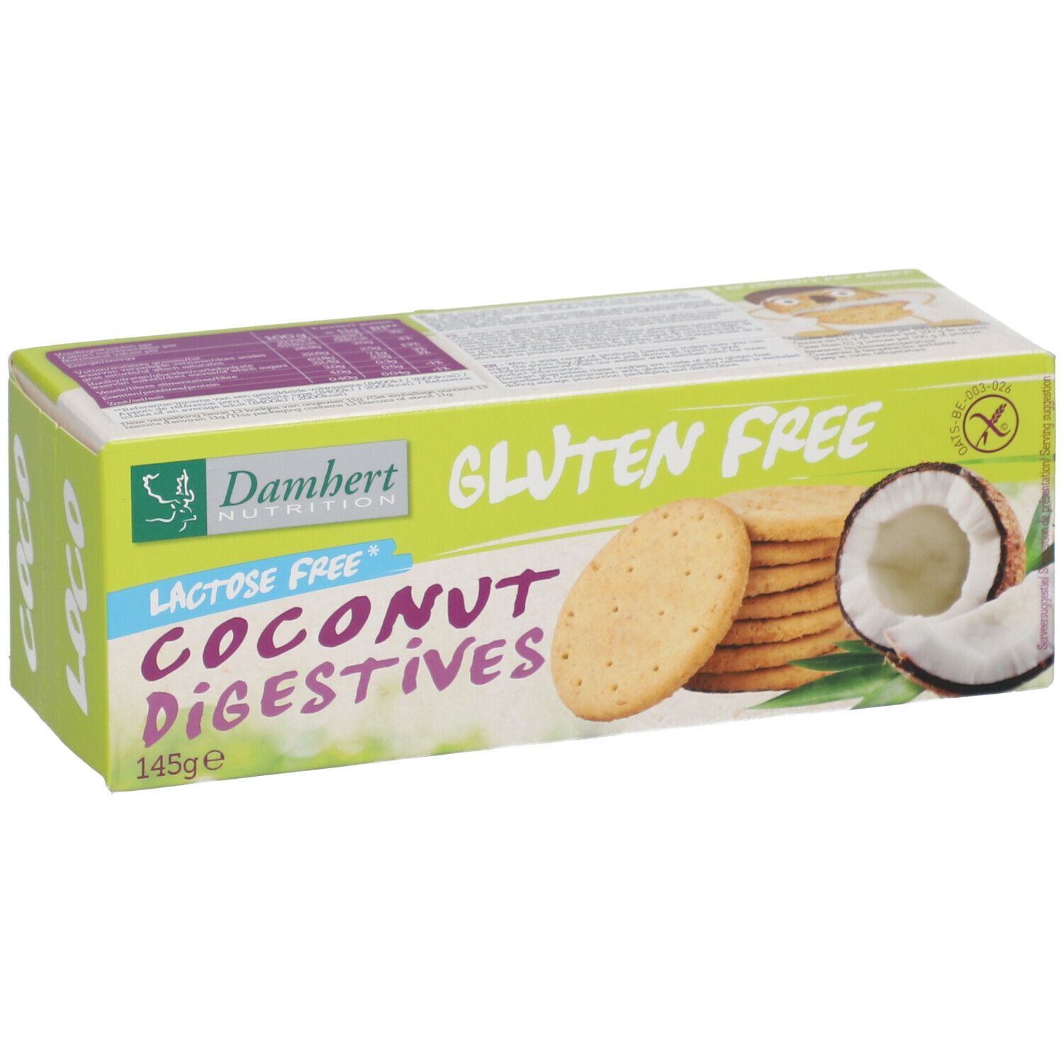 Damhert Gluten Free Coconut digestive cookies Lactose Free