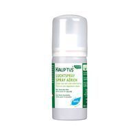 Flacon pulvérisateur blanc avec couvercle transparent. Inscription: KALIP'TUS, SPRAY AÉRIEN. Contient des huiles essentielles.