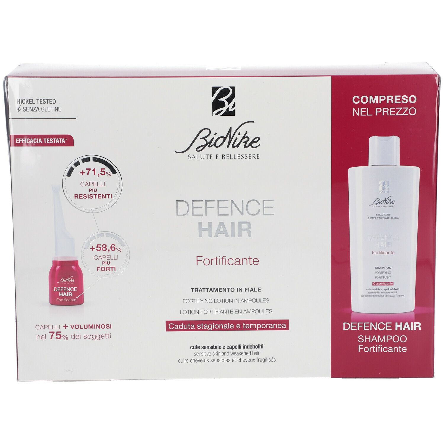 BioNike DEFENCE HAIR Lotion Fortifiante en Ampoules + Shampooing Fortifiant