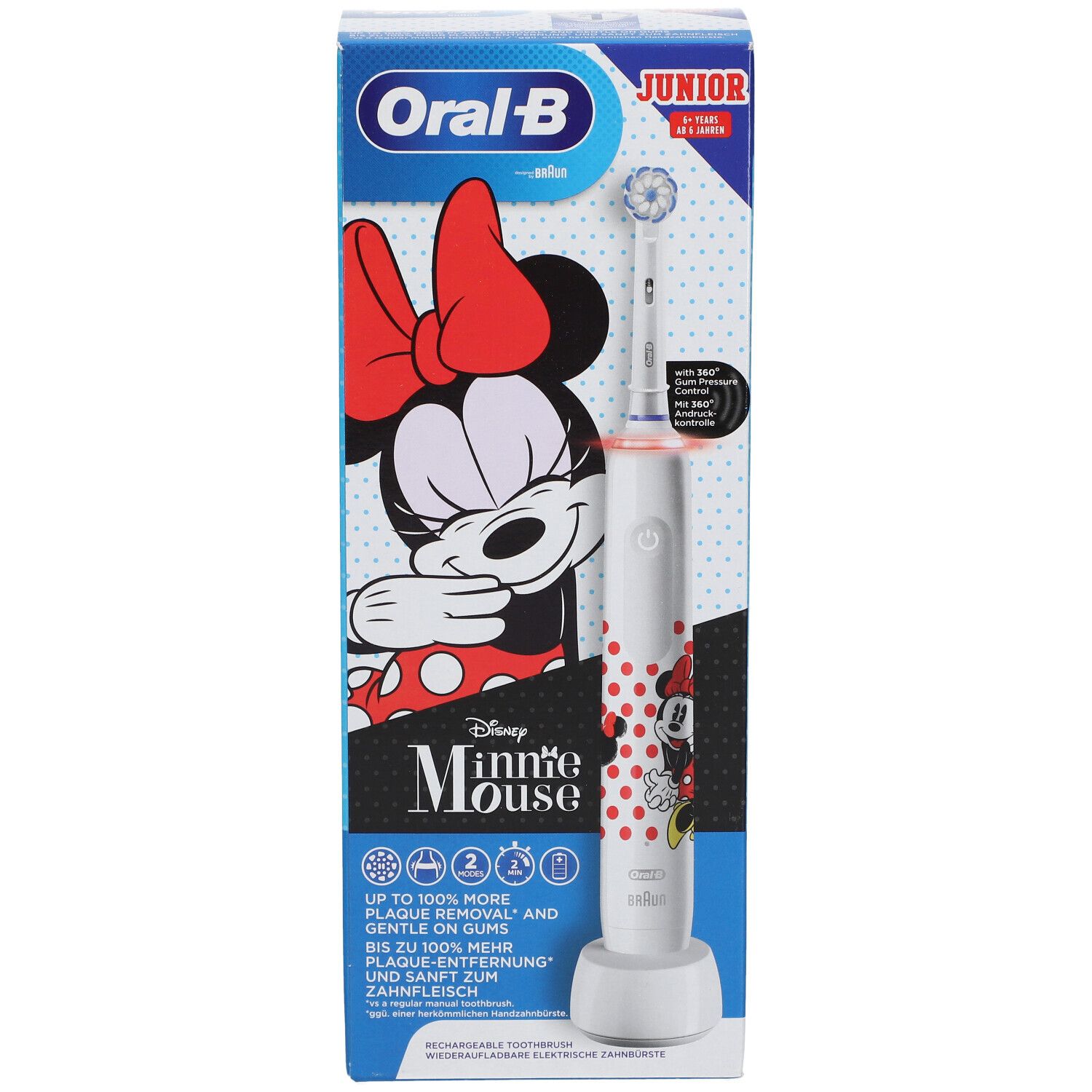 Oral-B Junior Brosse à Dents Électrique D505 Minnie Mouse Blanc