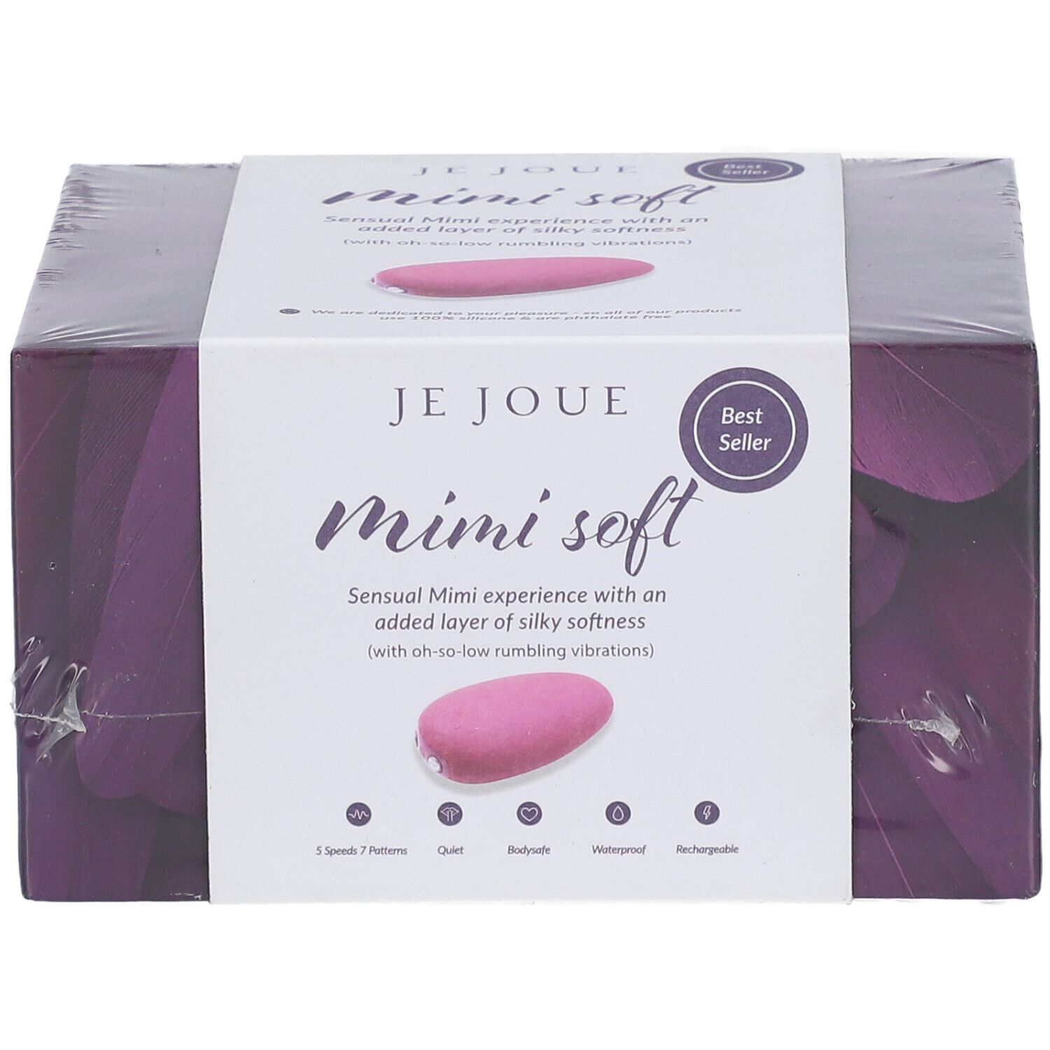 Emballage Je Joue Mimi soft. Stimulateur rose sur l'emballage. Étiquette Best Seller.
