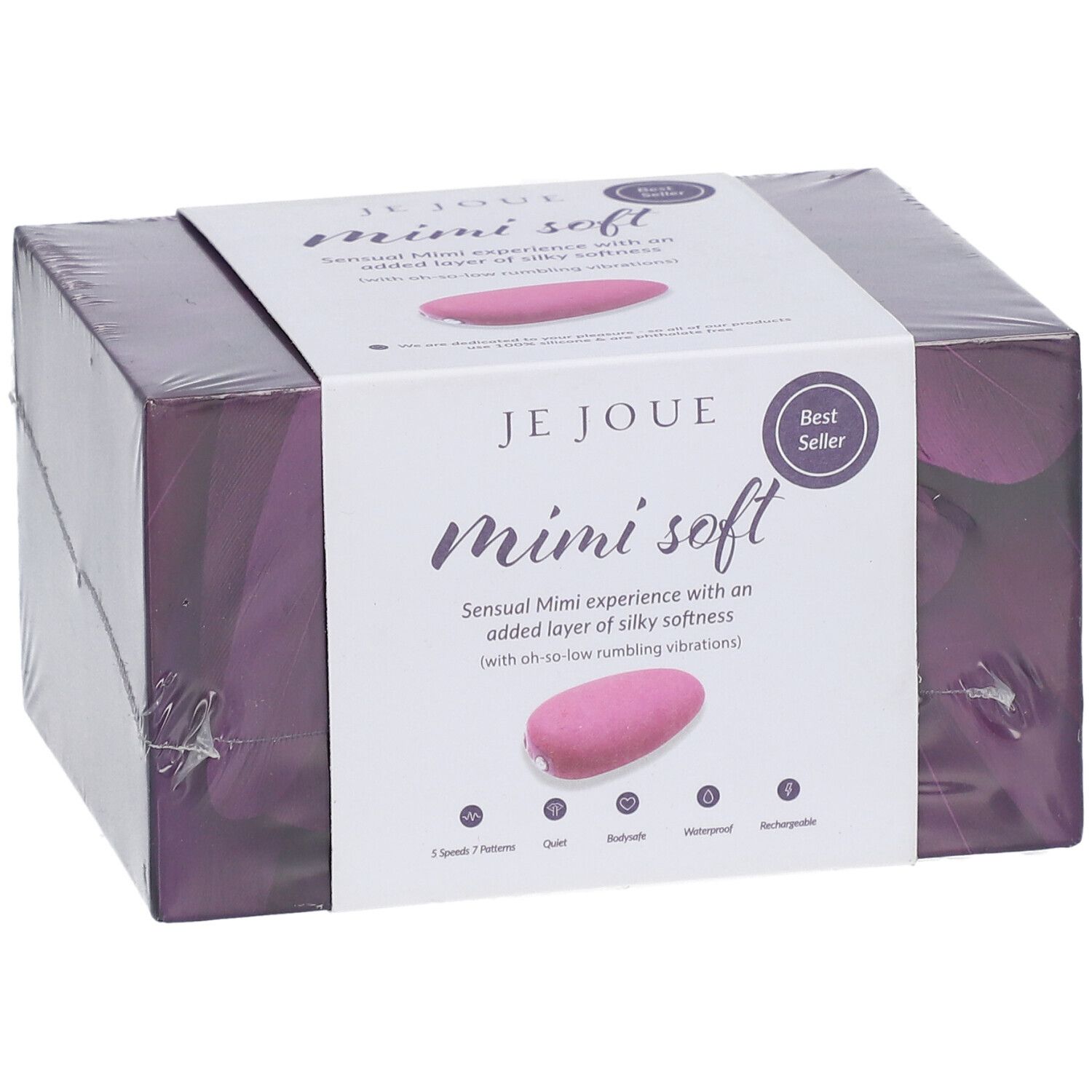 Emballage Je Joue Mimi soft. Stimulateur rose sur l'emballage. Étiquette Best Seller.