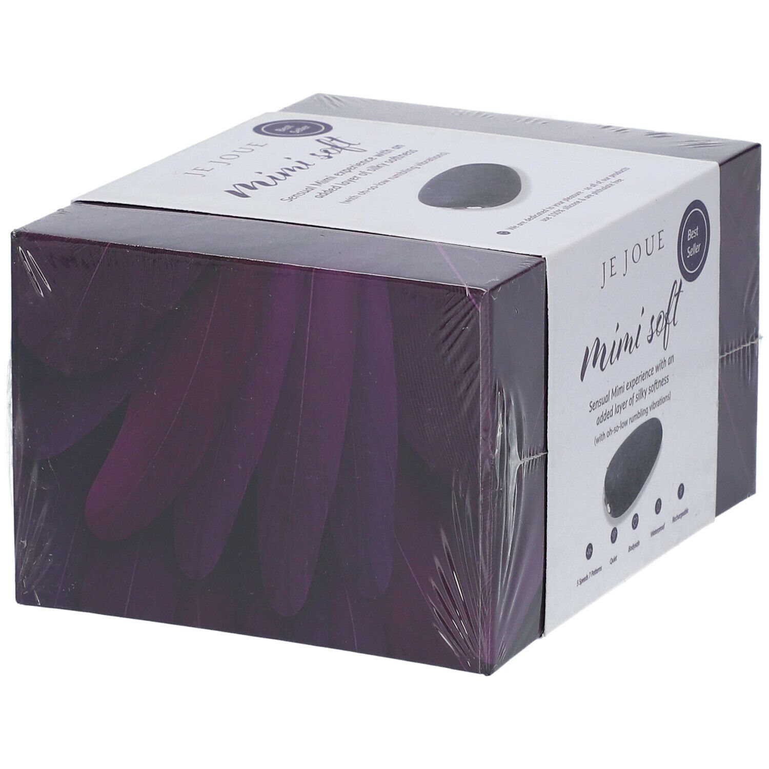 Emballage du produit. Inscription: Je Joue Mimi soft. Produit noir représenté. Autocollant Best Seller.