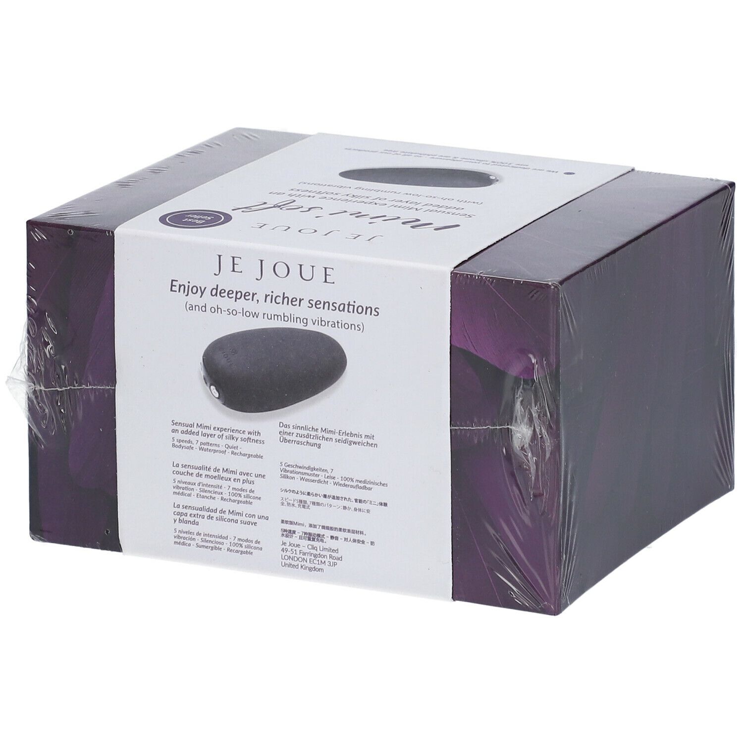 Emballage du produit. Inscription: Je Joue Mimi soft. Produit noir représenté. Autocollant Best Seller.