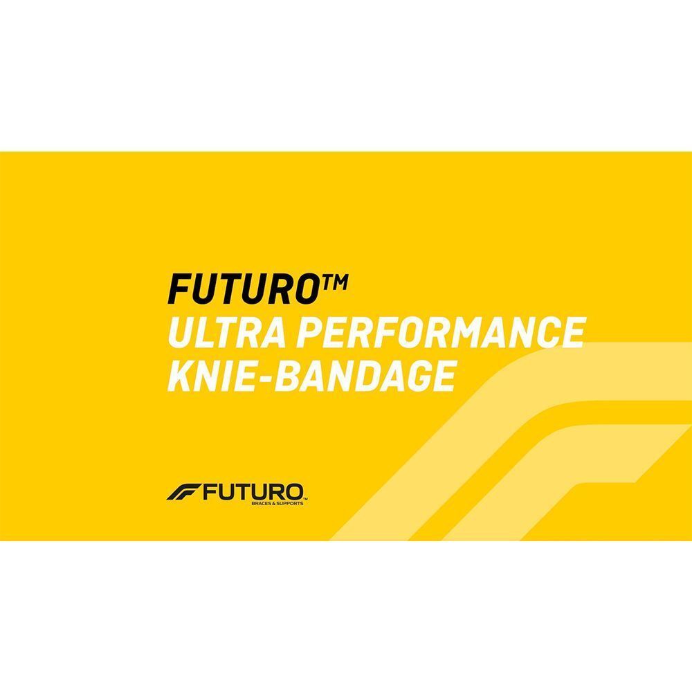 Genouillère 3M™ Futuro™. Dos de l'emballage. Image du produit avec caractéristiques numérotées et texte.