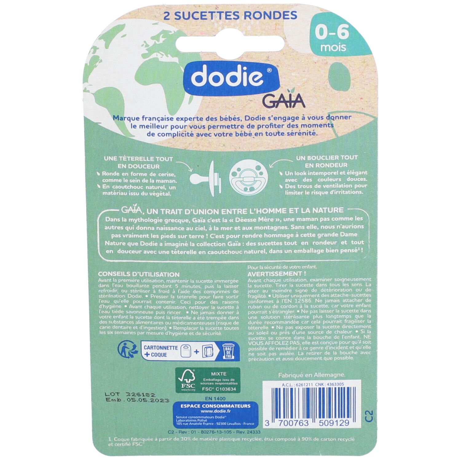 Dodie Sucettes Anatomiques Bleu 6 Mois