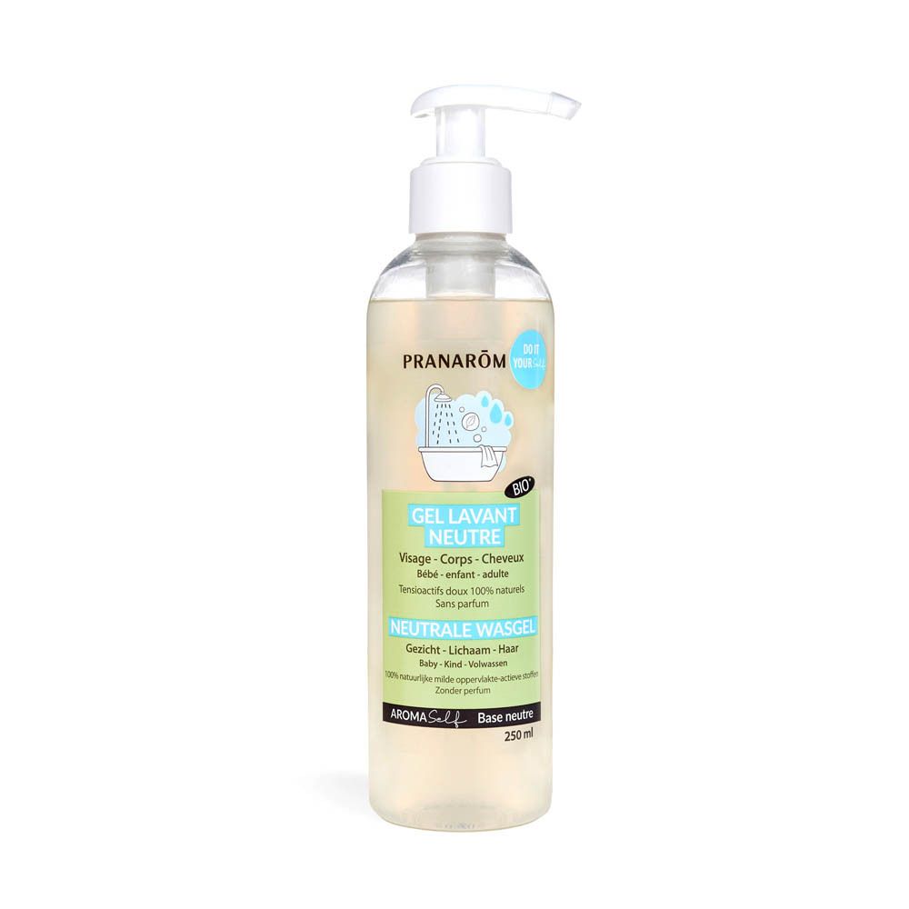 Flacon Pranarôm Aromaself Gel Lavant Neutre Bio avec pompe, 245ml.