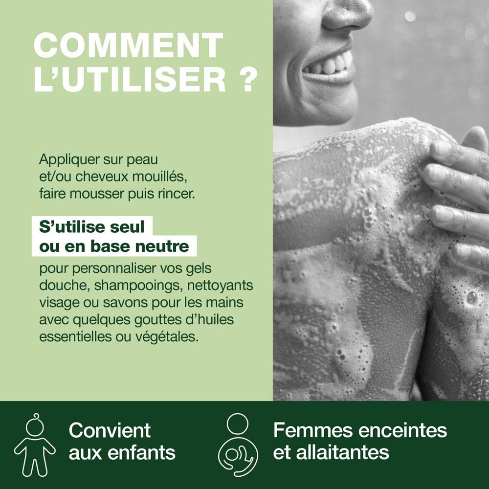 Arrière d'un flacon Pranarôm Aromaself Gel Lavant Neutre Bio avec pompe.