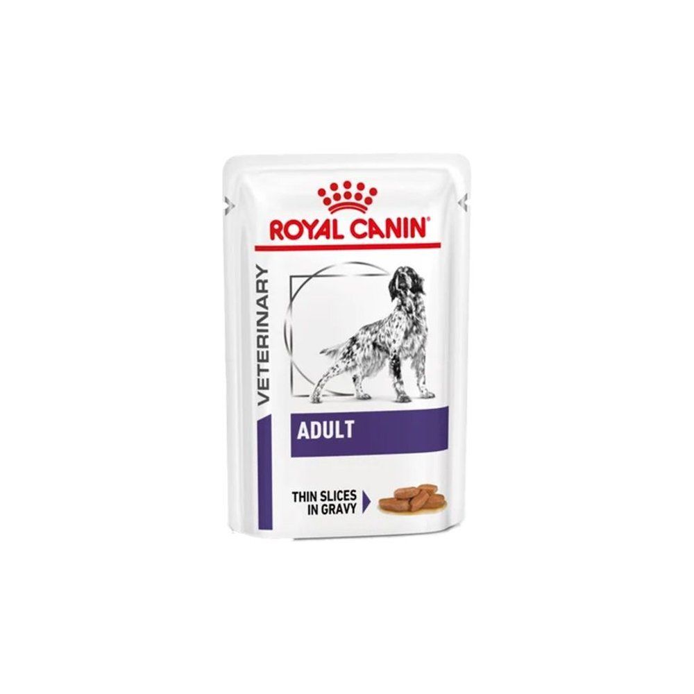 Royal Canin Veterinary Adult : Sachet de 100g, fines tranches en sauce pour chiens.