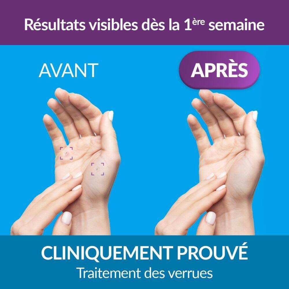 Flacon brun avec bouchon noir. Inscription : Excilor® Wratten behandeling, 4ml.