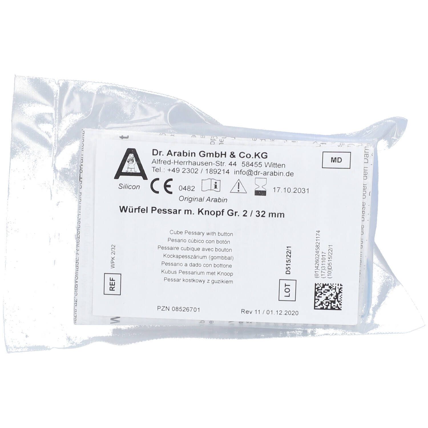 DR ARABIN Cube Pessaire Non Perforé T2 / 32 mm