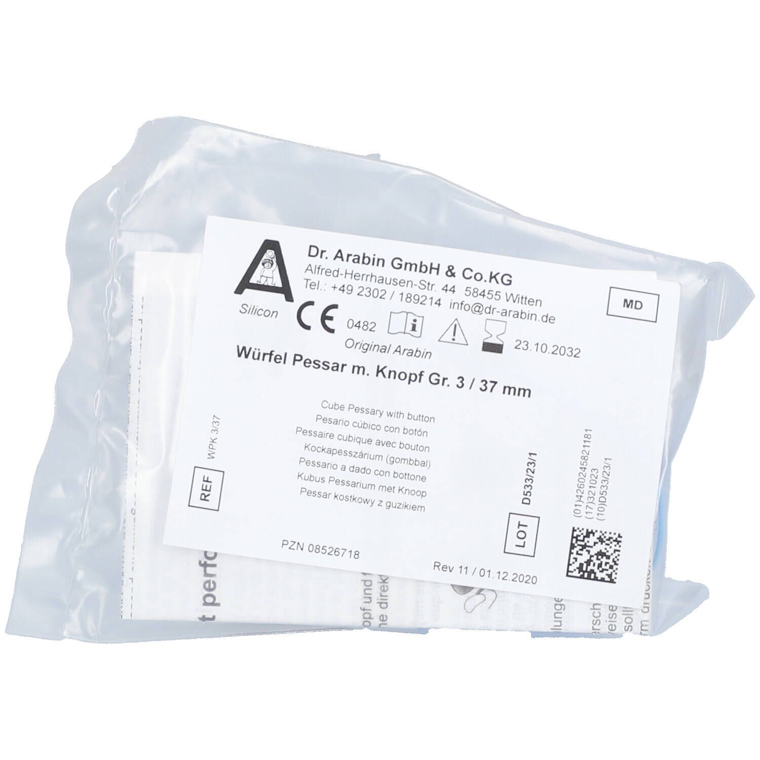 DR ARABIN Cube Pessaire Non Perforé T3 / 37 mm