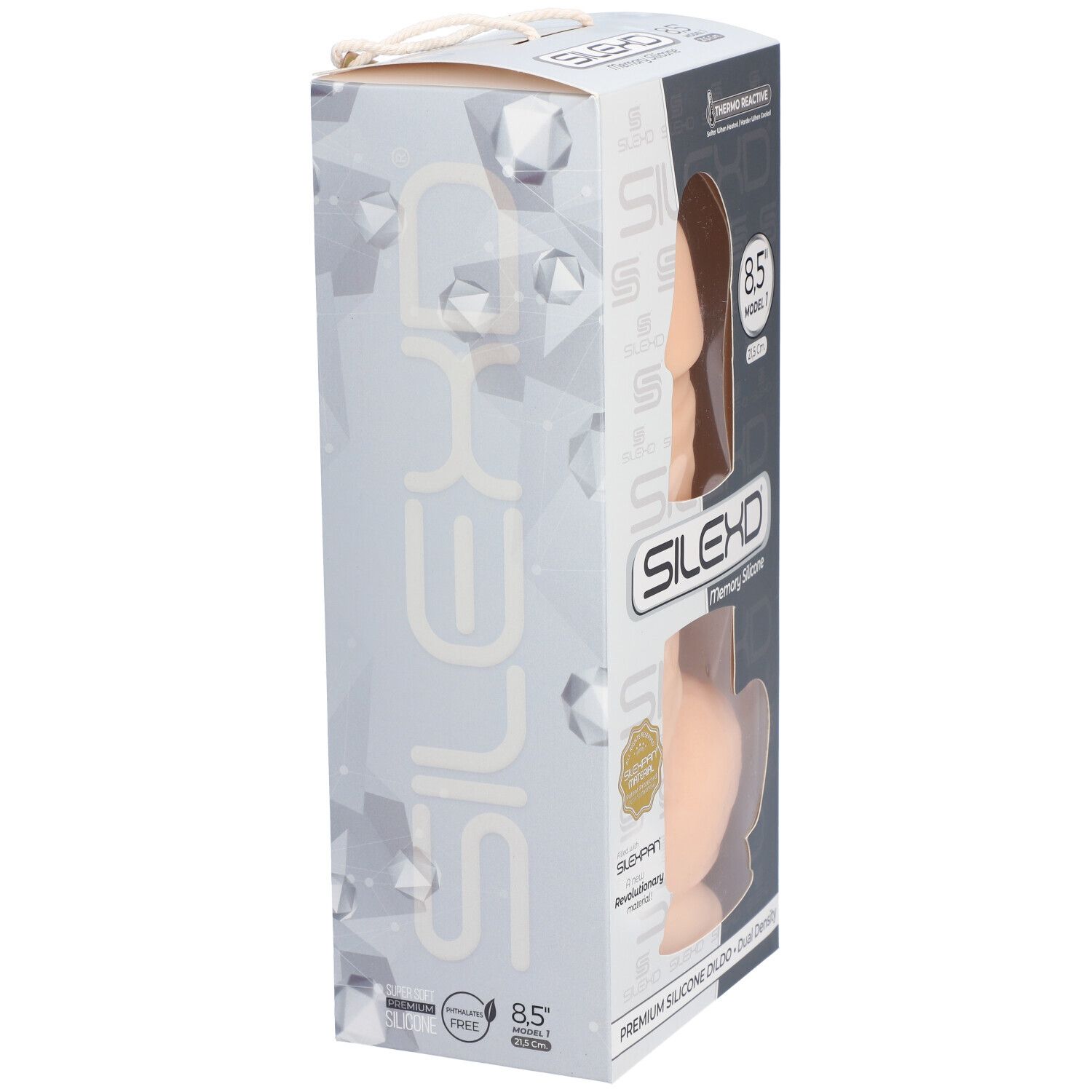 Vue latérale de l'emballage SILEXD. Nom du produit et indication de taille clairement visibles.