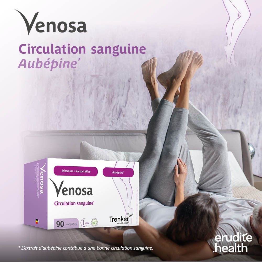 Boîte Trenker Venosa de 90 comprimés, face avant avec informations produit.