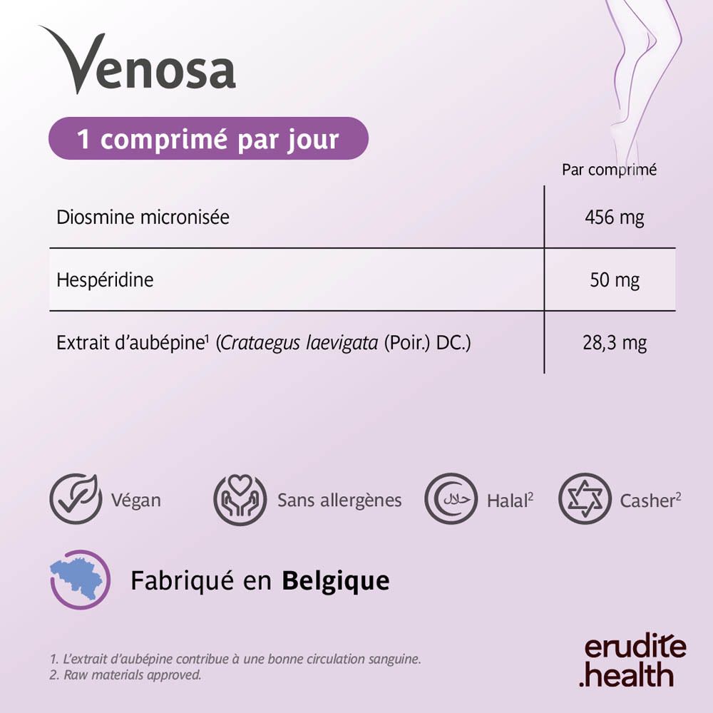 Boîte Trenker Venosa de 90 comprimés, face avant avec informations produit.