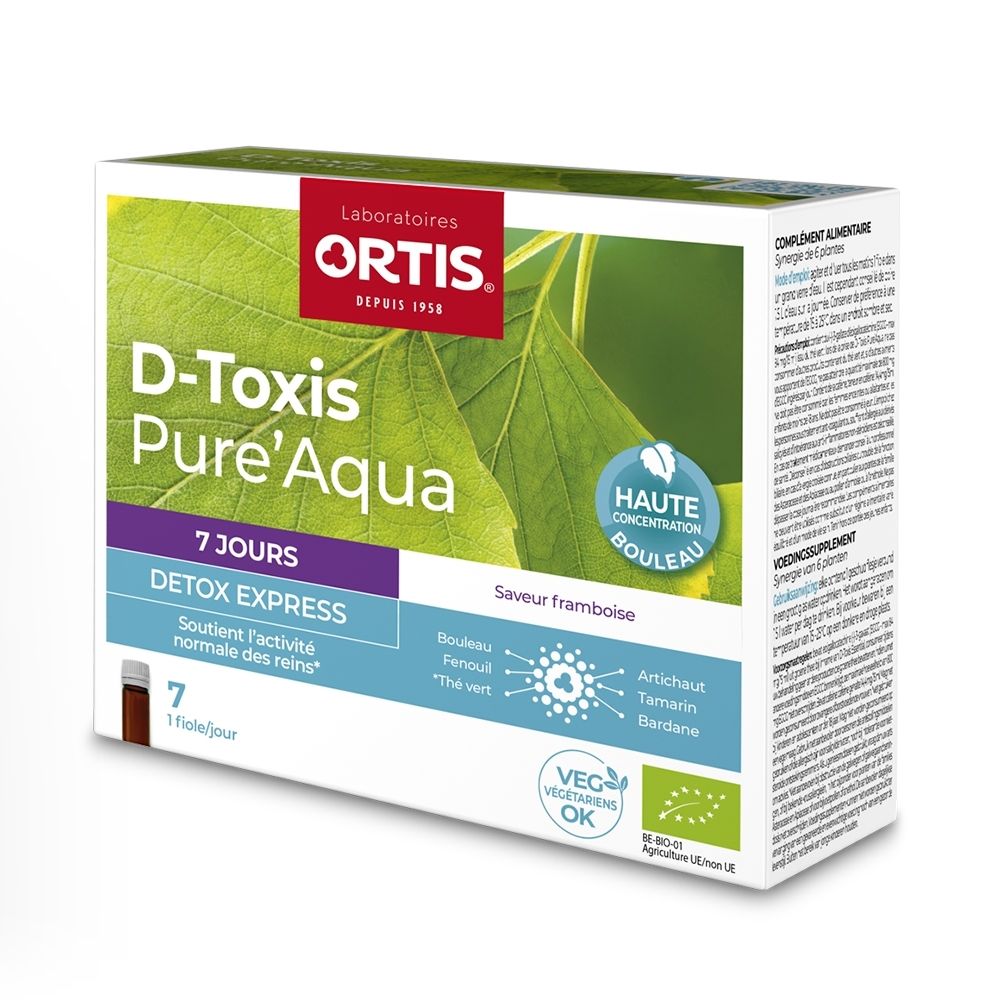 Ortis D-Toxis Pure'Aqua Detox Express cure 7 jours saveur framboise.