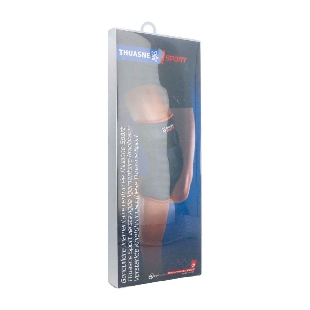 Emballage transparent de la genouillère Thuasne Sport M. Genouillère visible.