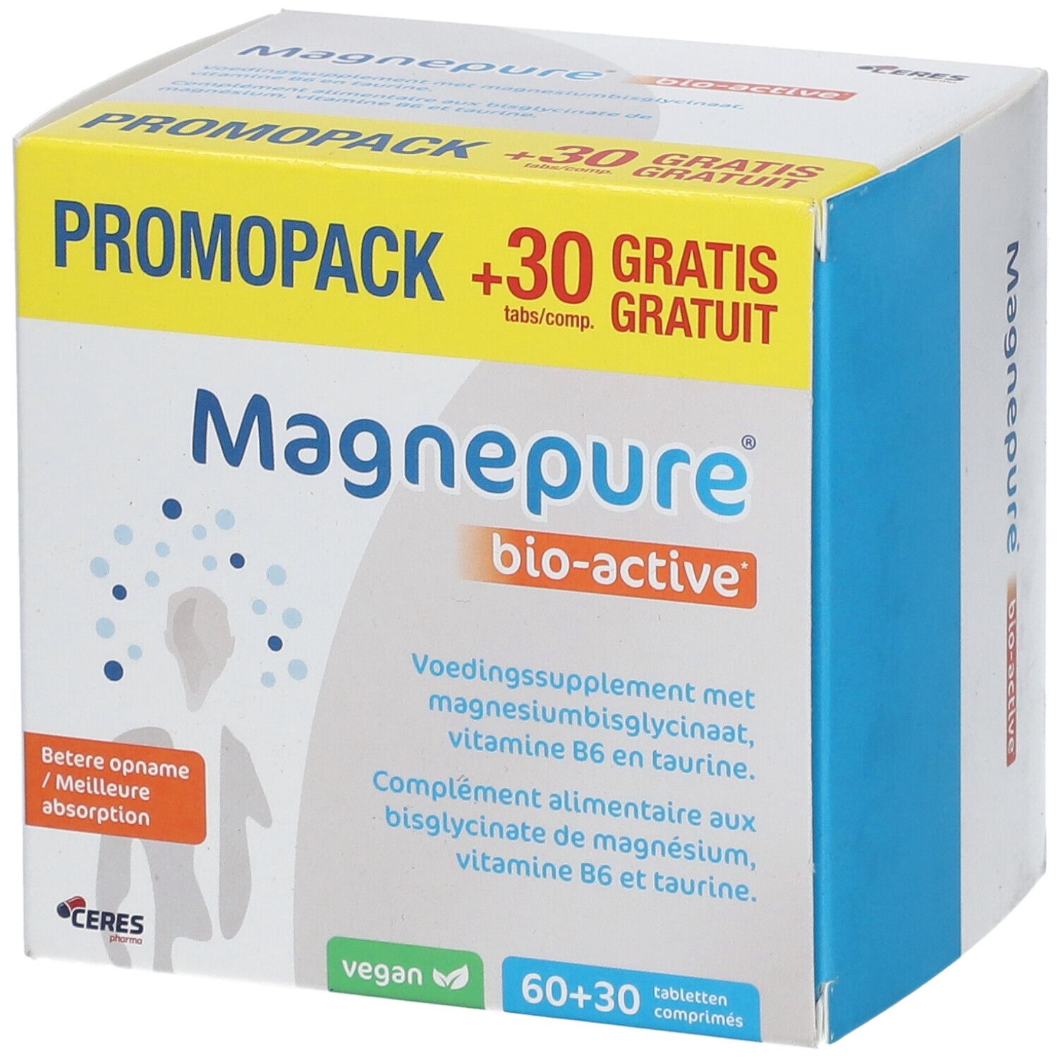 MagnePure Bio-Active + 30 Comprimés GRATUIT 90 comprimés
