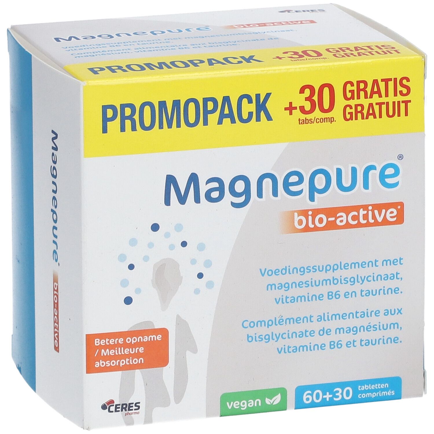 MagnePure Bio-Active + 30 Comprimés GRATUIT 90 comprimés