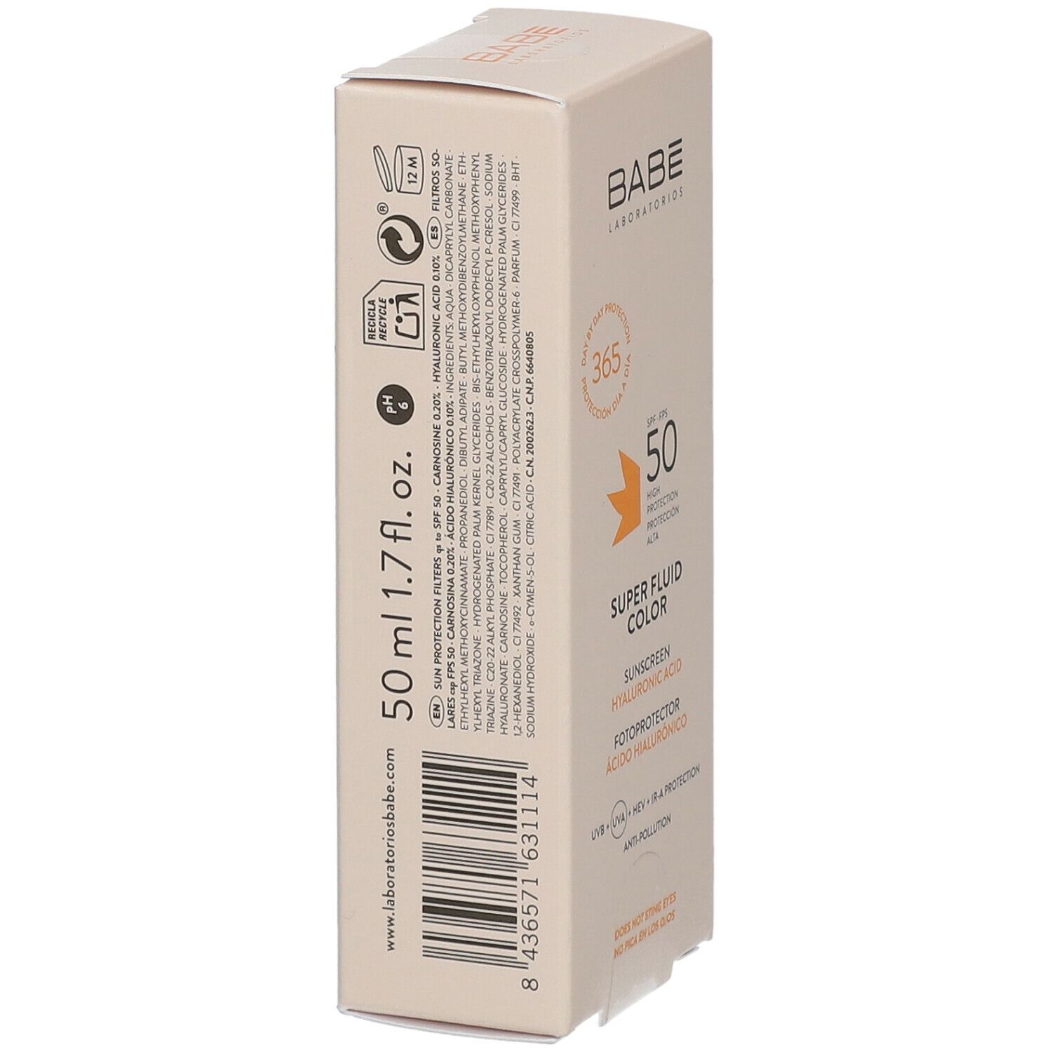 BABÉ Super Fluid Color Sunscreen Hyaluronic Acid SPF50