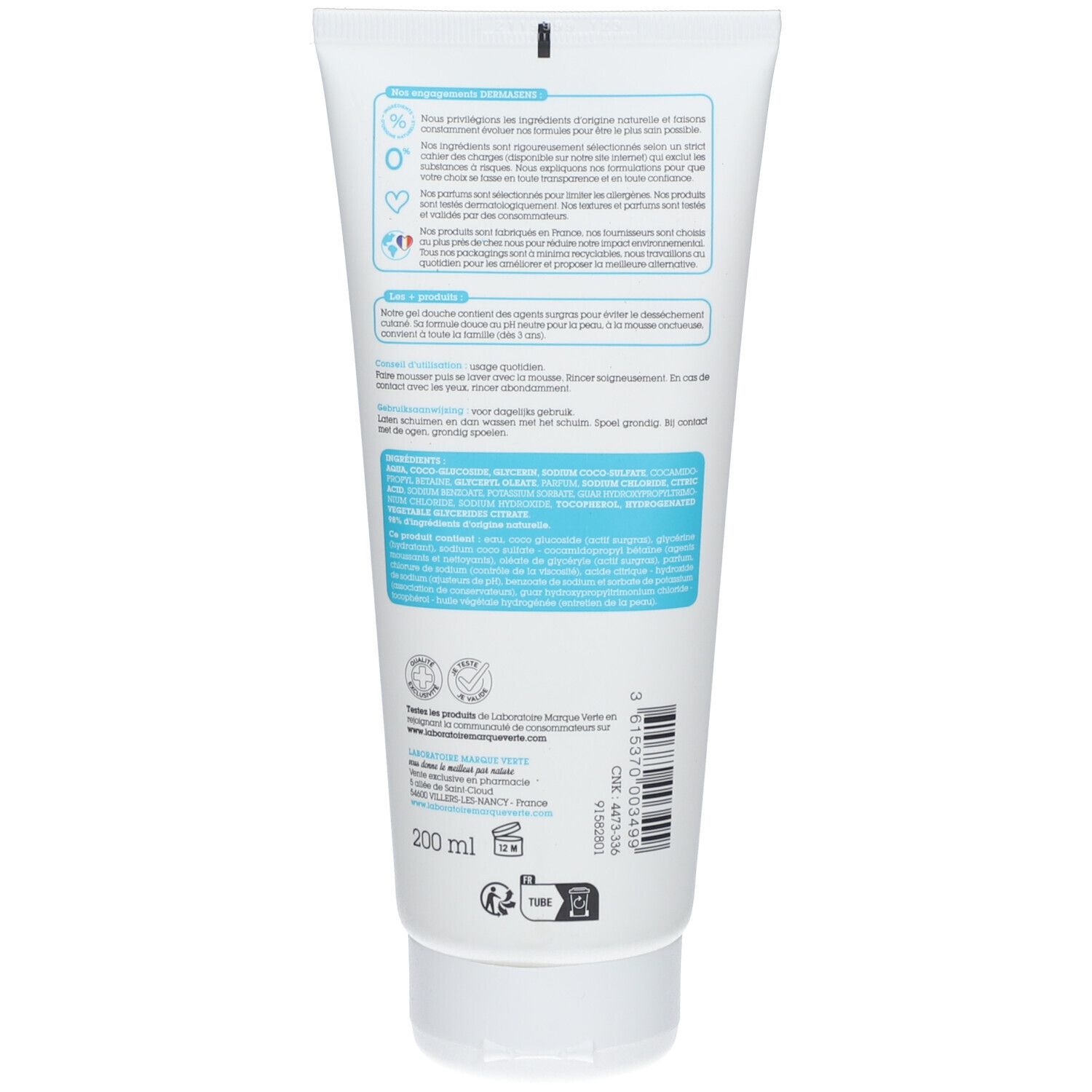 DERMASENS Gel Douche Surgras 3 en 1 Agrumes