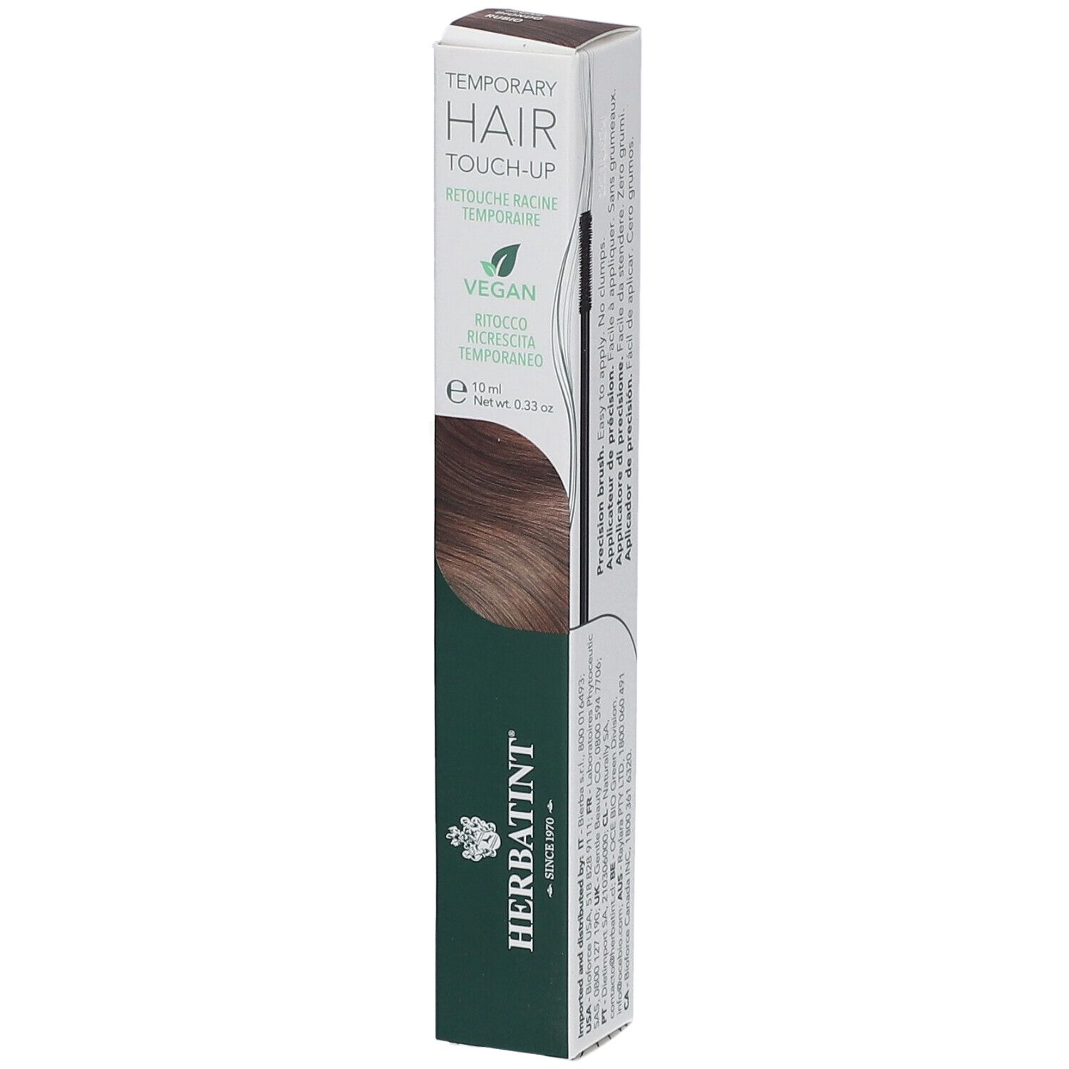Herbatint Hair Touch Up Blond. Emballage avec image du produit et texte. Label Vegan. 10 ml.