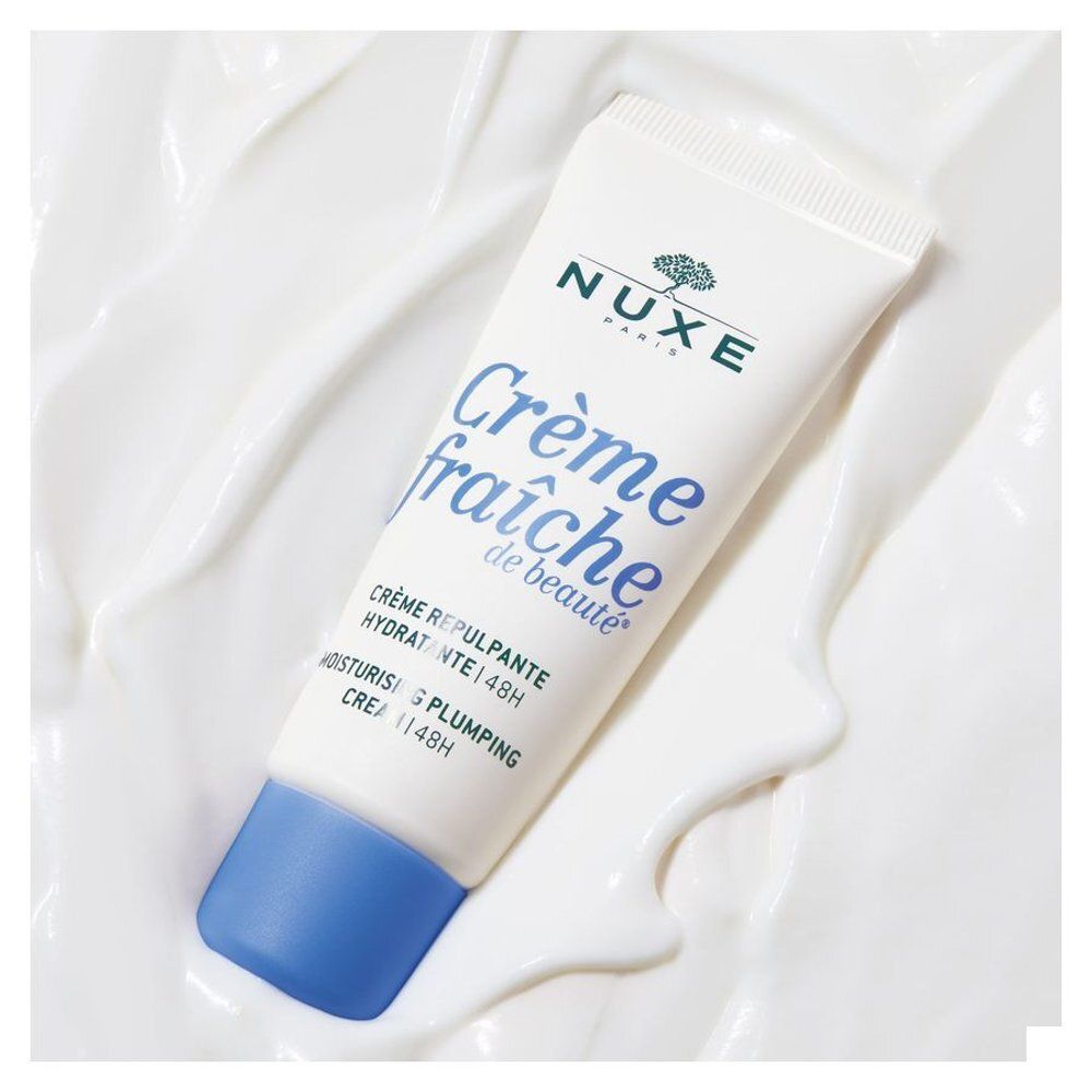 Arrière d'un tube Nuxe Crème fraîche de beauté avec instructions.