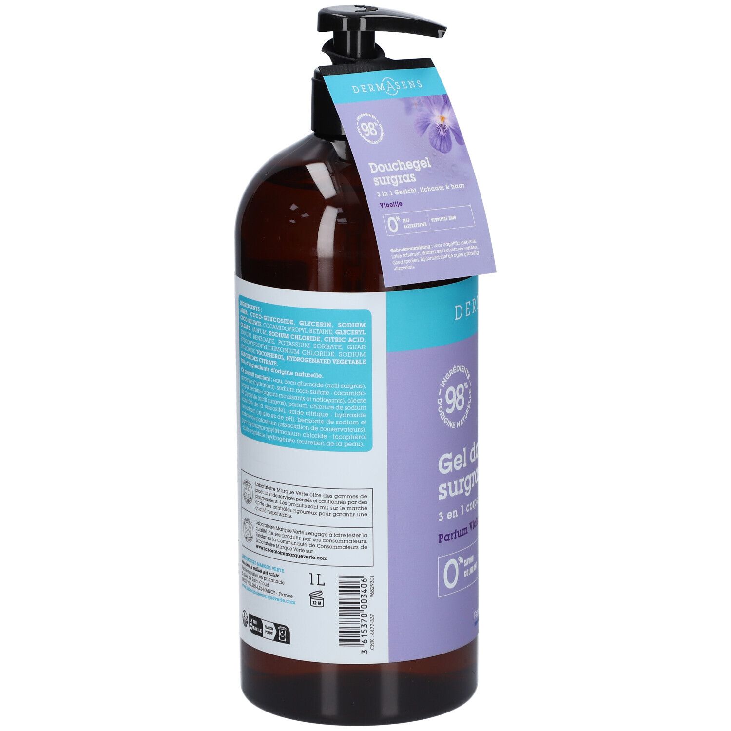 DERMASENS Gel Douche Surgras 3 en 1 Violette