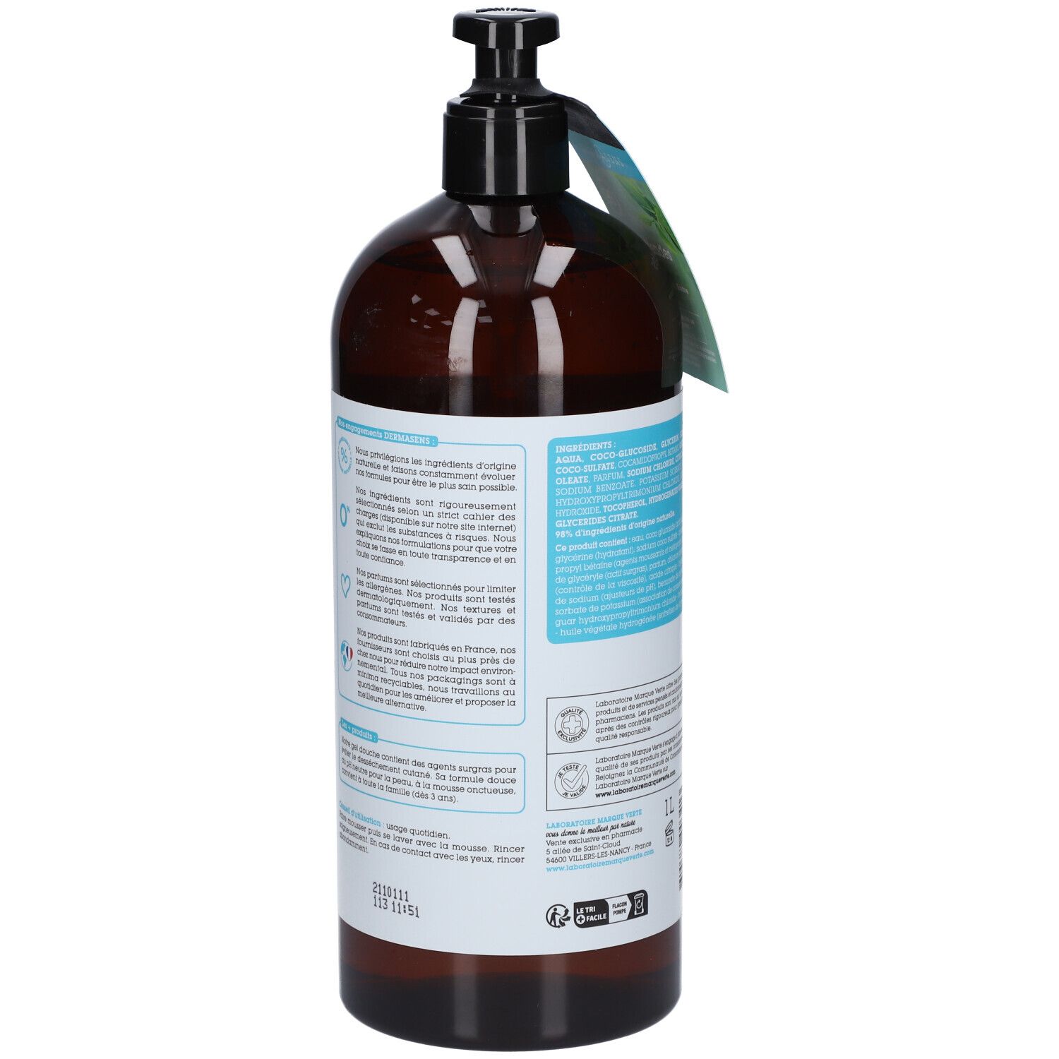 DERMASENS Gel douche surgras 3 en 1 Thé Vert 1L