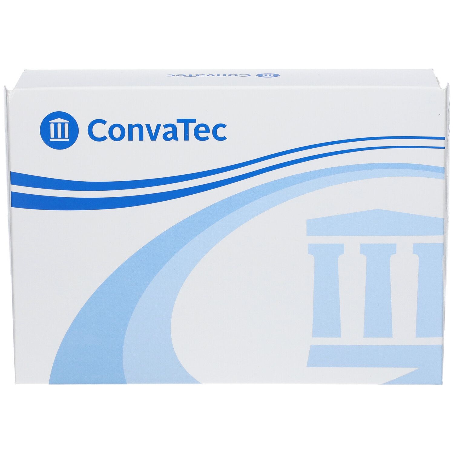 Boîte blanche ConvaTec avec design bleu. Logo et informations produit.