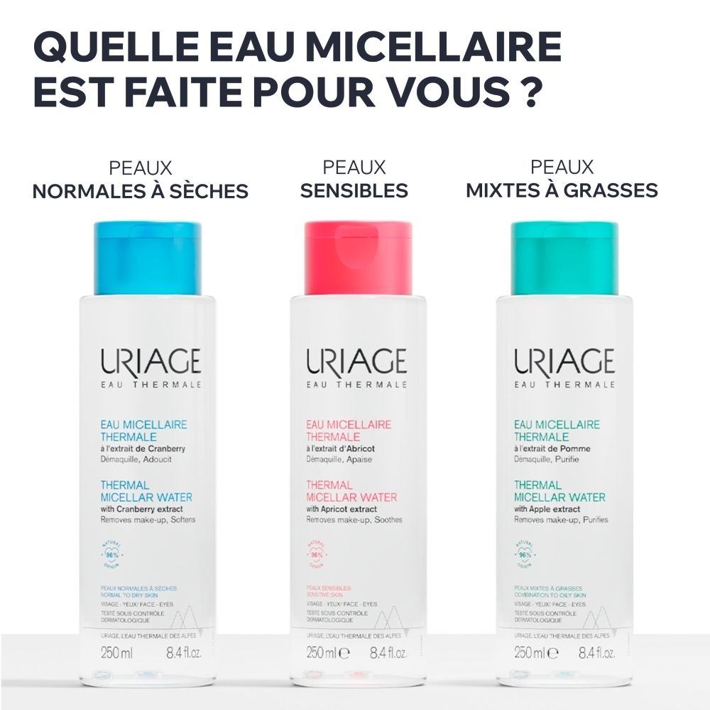 Uriage Eau Micellaire: 96% d'ingrédients d'origine naturelle, non comédogène.