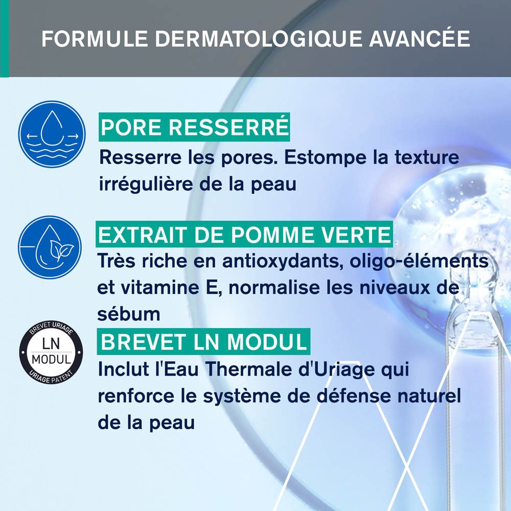 Graphique avec texte : Testé dermatologiquement, adapté aux peaux mixtes, haute tolérance.