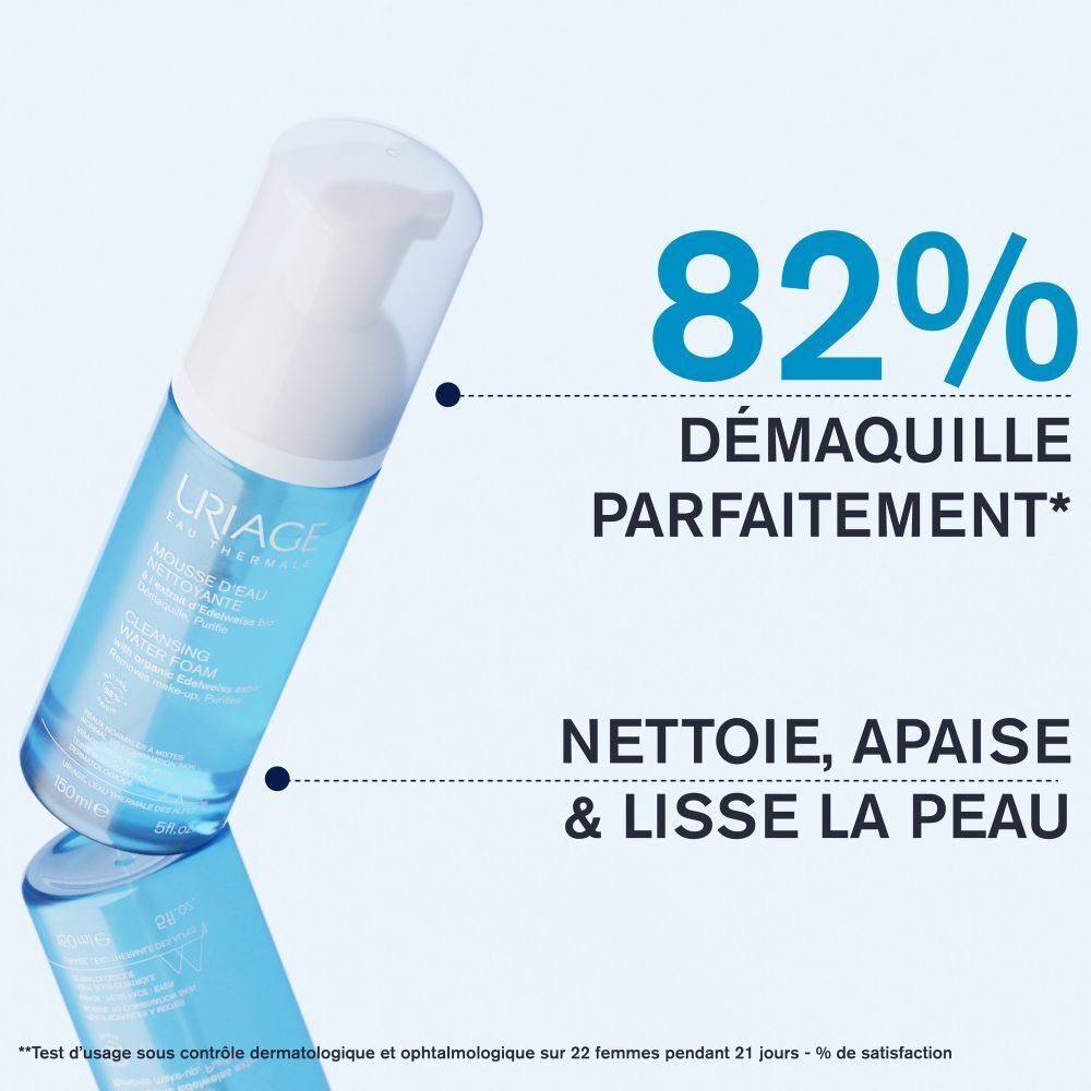 URIAGE Mousse d'eau nettoyante à l'extrait d'delweiss bio