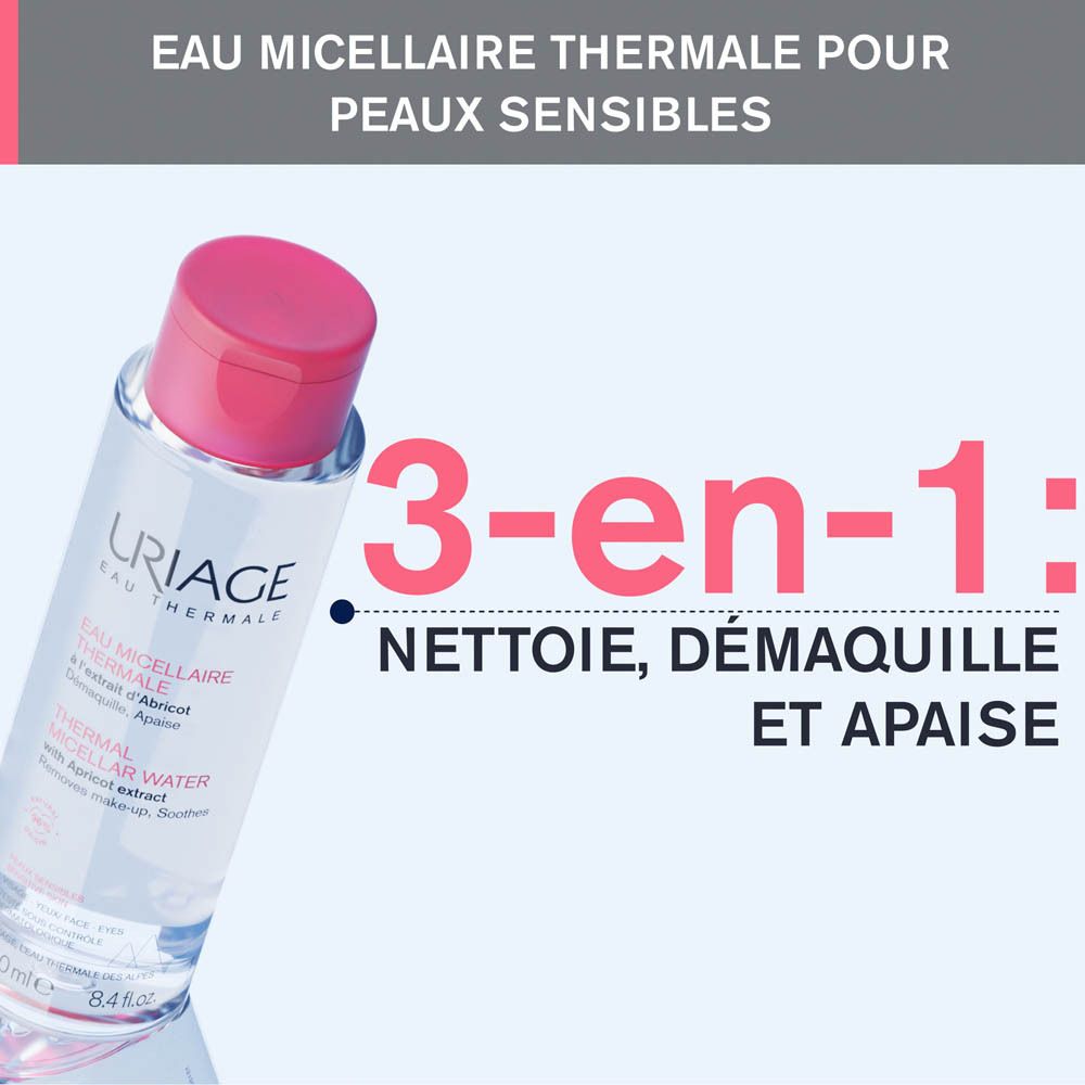 Graphique avec texte: Extrait d'Abricot, Brevet LN Modul, Eau Thermale d'Uriage.
