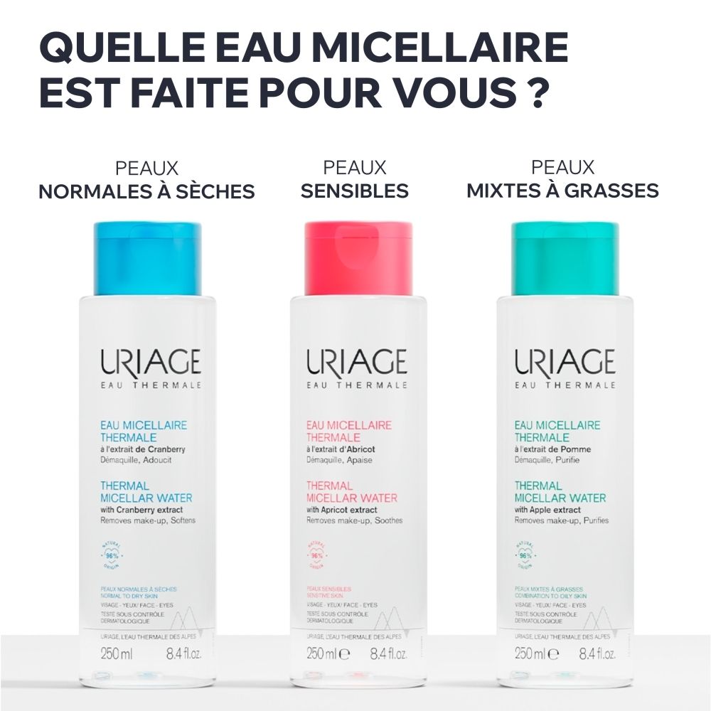 Gros plan sur une peau nettoyée avec un coton, texte sur le maquillage waterproof.