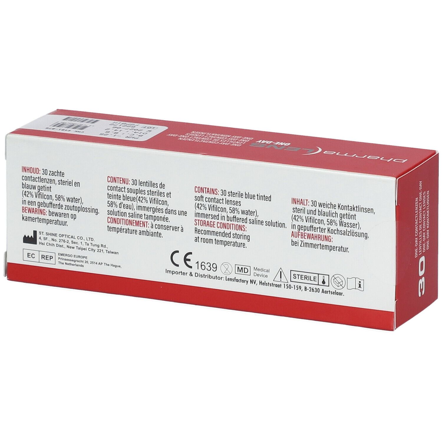 Pharmalens One-Day Lentilles -1,25 30 lentilles