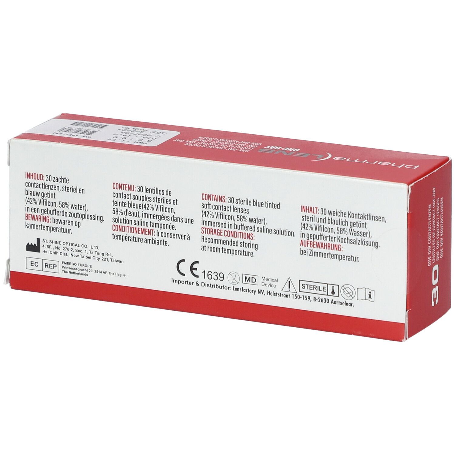 Pharmalens One-Day Lentilles -1,75 30 lentilles