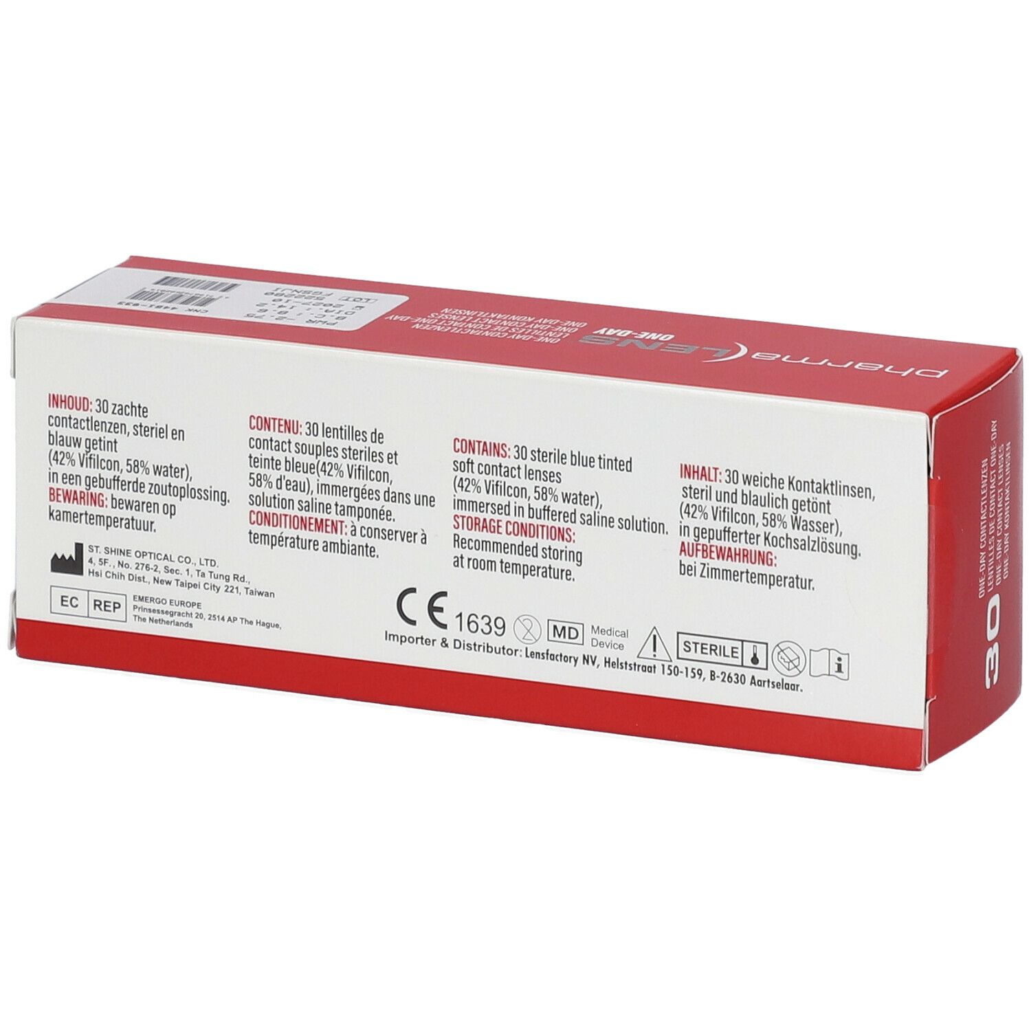 Pharmalens One-Day Lentilles -2,75 30 lentilles