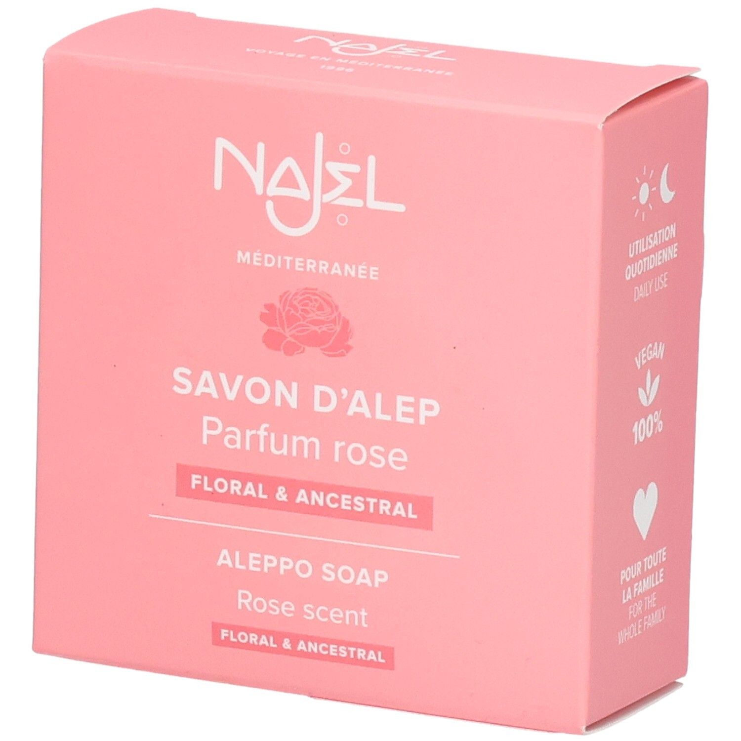 Najel Savon d'Alep Parfum Rose, 100g.