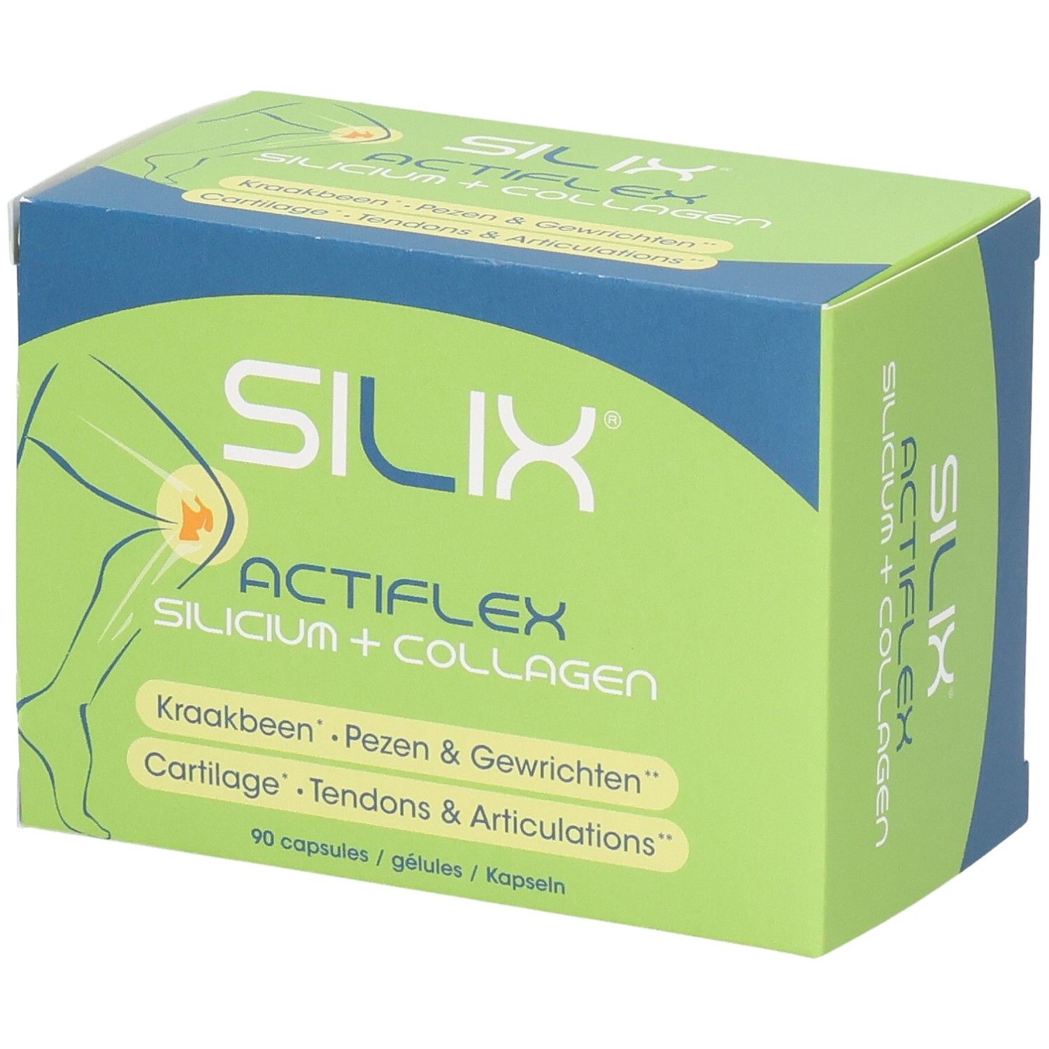 Boîte Silix Actiflex de 90 gélules, pour cartilage, tendons et articulations.