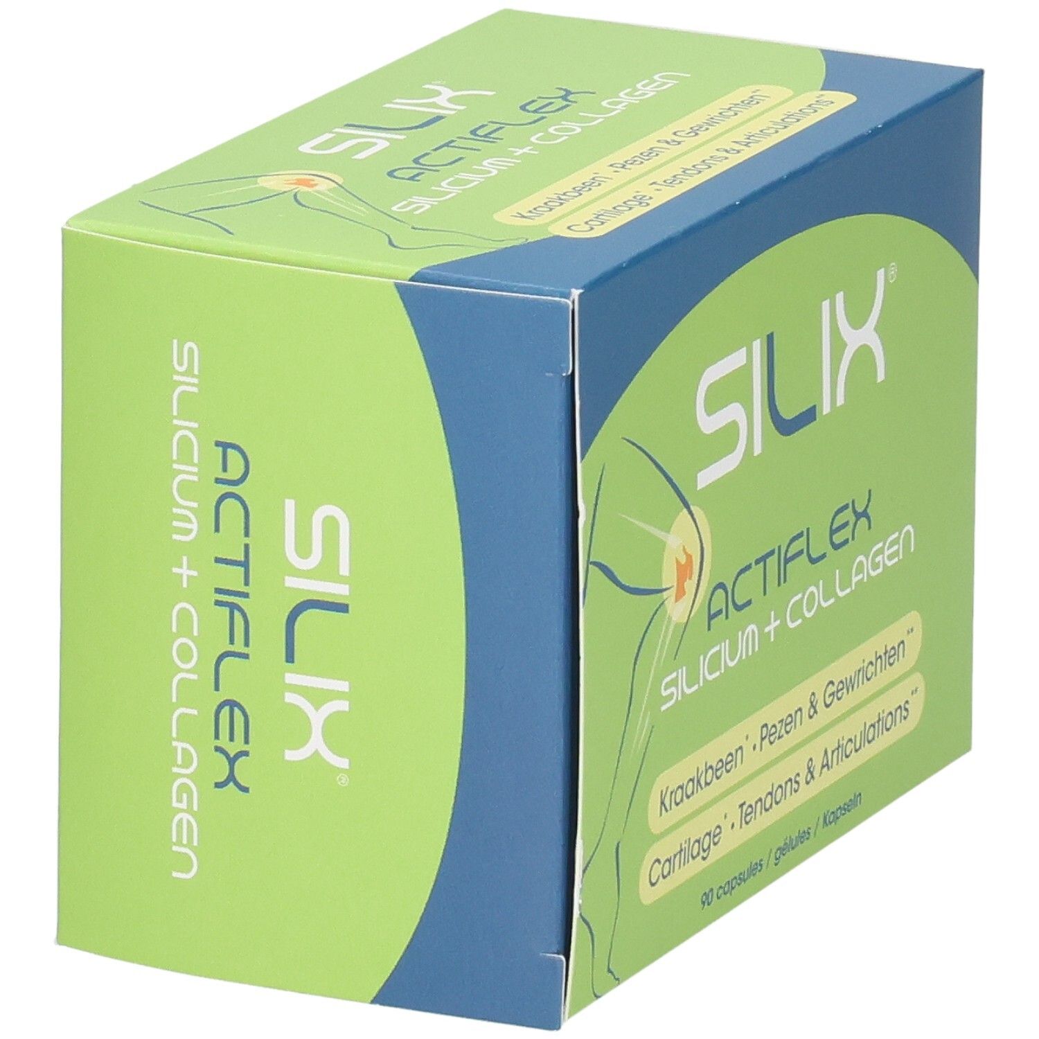 Boîte Silix Actiflex de 90 gélules, pour cartilage, tendons et articulations.