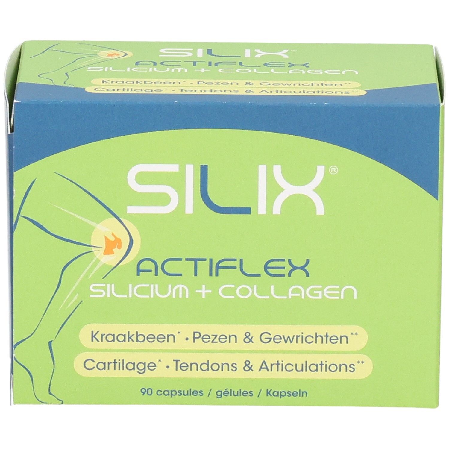 Boîte Silix Actiflex de 90 gélules, pour cartilage, tendons et articulations.