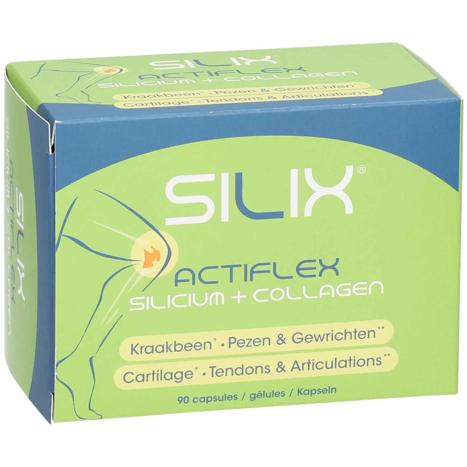 Boîte Silix Actiflex de 90 gélules, pour cartilage, tendons et articulations.