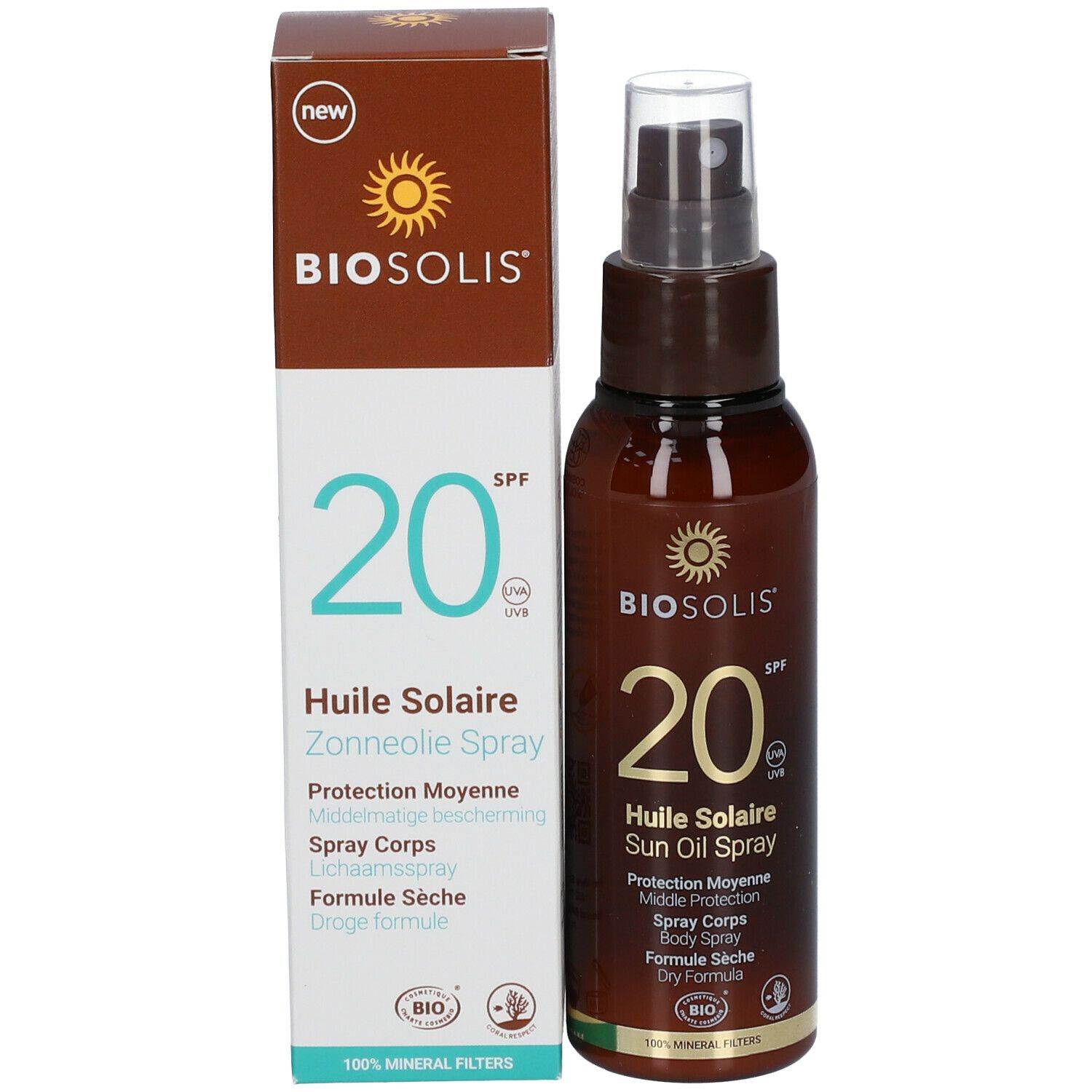 Biosolis® Huile Solaire Sublimante SPF20 Bio Spray