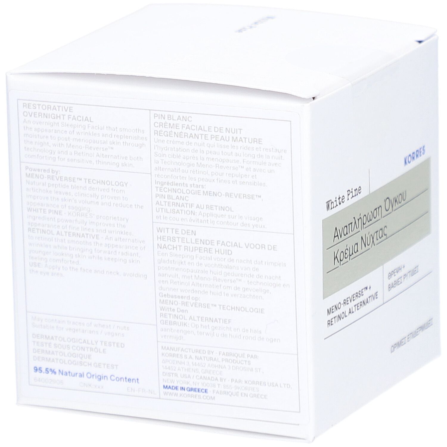 Korres Pin Blanc Crème Faciale de Nuit Régénérante