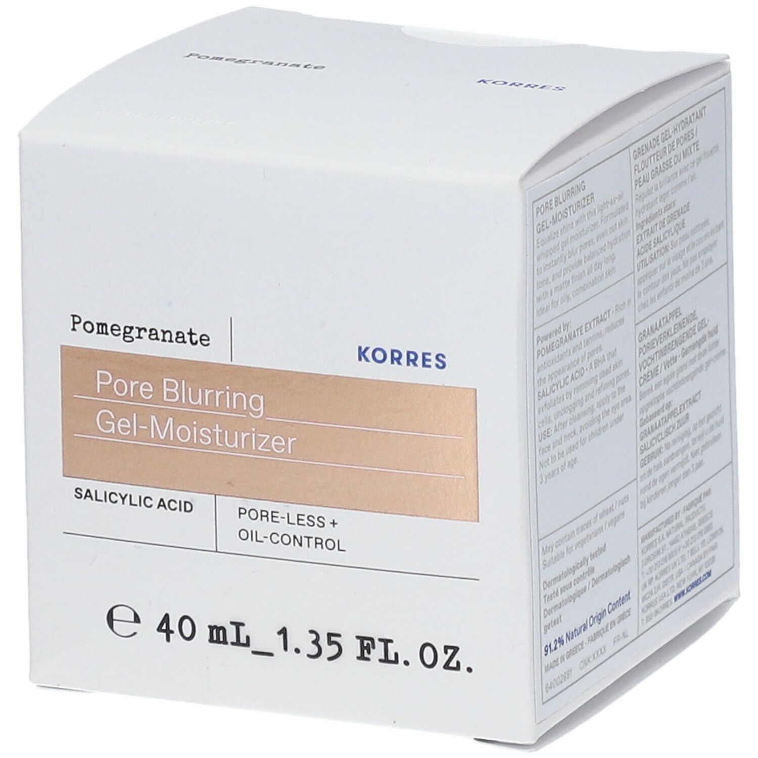 KORRES GEL-HYDRATANT MATIFIANT, FLOUTEUR DE PORES