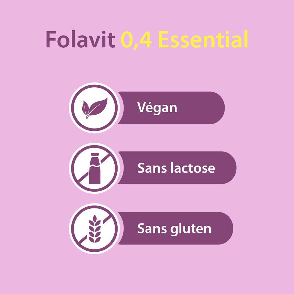 Symboles: Végétalien, sans lactose, sans gluten. Fond rose.