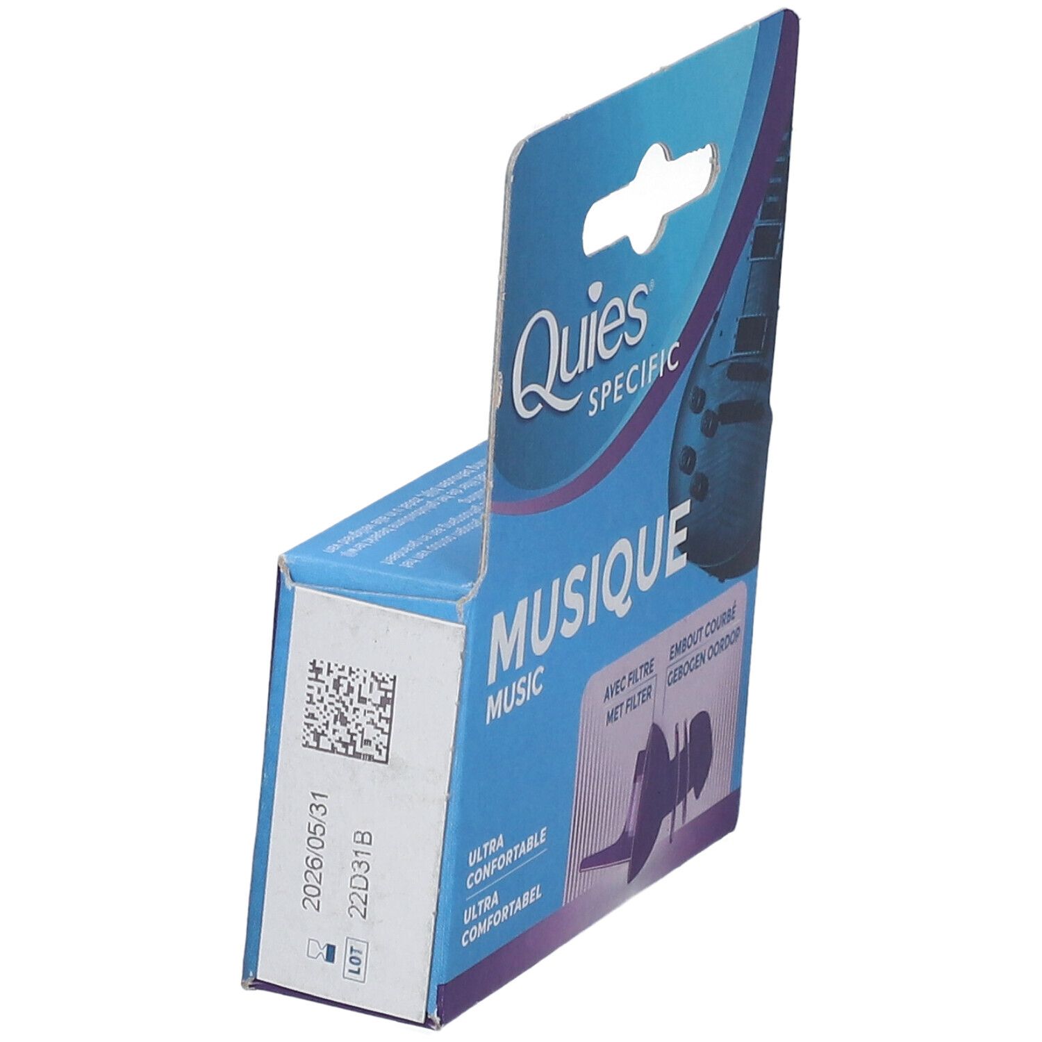 Boîte de QUIES Specifix Musique. Le nom de la marque et le produit sont représentés sur l'emballage.