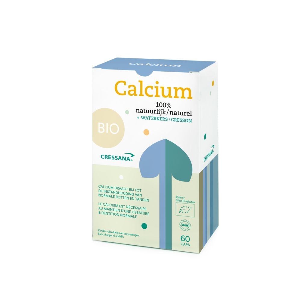 Emballage Cressana Calcium BIO, 60 capsules, 100% naturel.